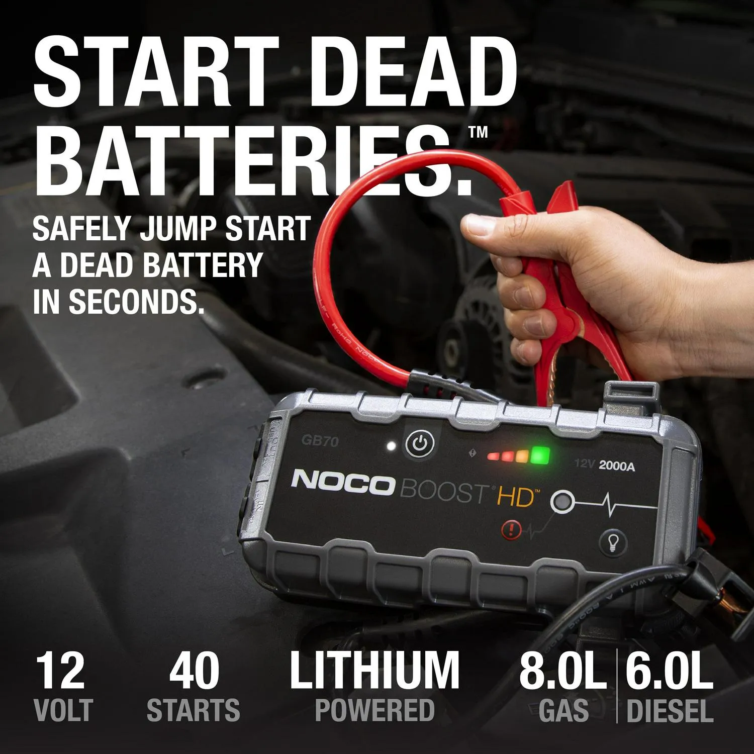 NOCO Boost HD GB70 2000A 12V UltraSafe Portable Lithium Jump Starter - Image 2