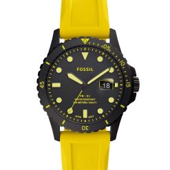 Fossil Mens FB01 ThreeHand Date Yellow Silicone Watch  Yellow