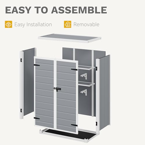 DWVO 5x3ft Resin Outdoor Storage Shed with Floor, Waterproof Lockable Storage Shed with Window, Plastic Outside Tool Storage for Garden, Backyard, Patio, Lawn, Gray - Image 56