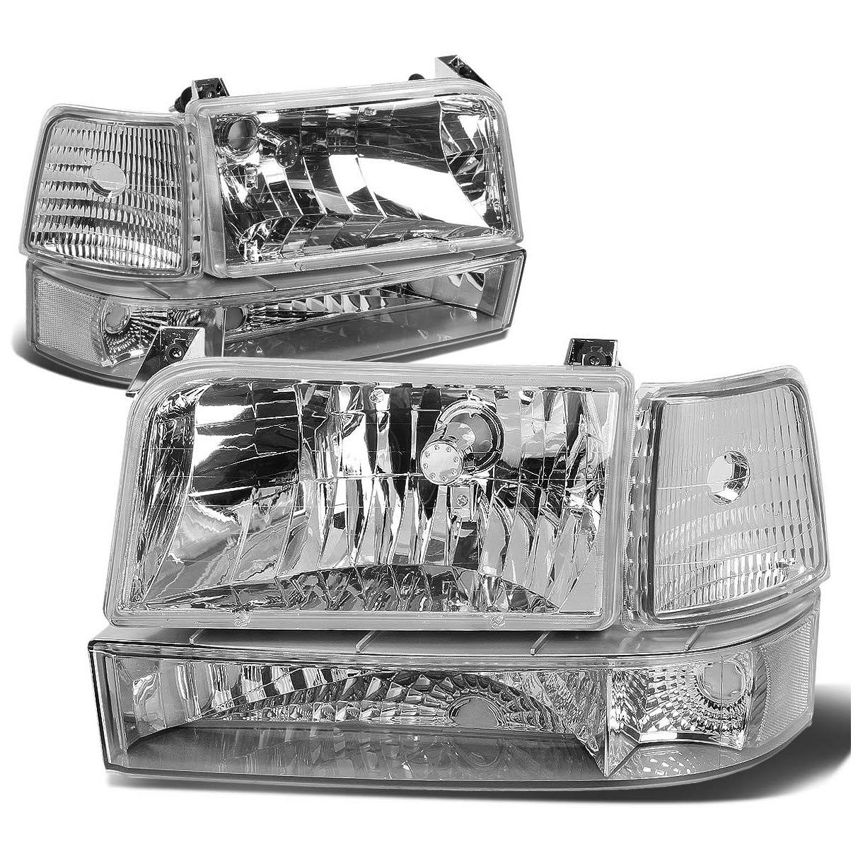 DNA Motoring for 92-96 Ford F150/F250/F350/Bronco 6pcs Headlight+Corner/Side Marker Lamps Chrome/Clear 5 Gen 93 94 95 Left+Right - Image 2