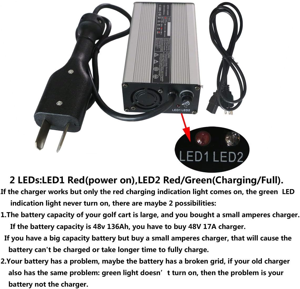 New 48V 6A Golf Cart Battery Charger with Crows Foot Plug - Image 4