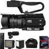 Video Camera 4K HD Auto Focus Camcorder 48MP 60FPS 30X Digital Zoom Camera for YouTube LED Function 4500mAh Battery with Handheld Stabilizer, Remote Control,Microphone and 64G SD Card