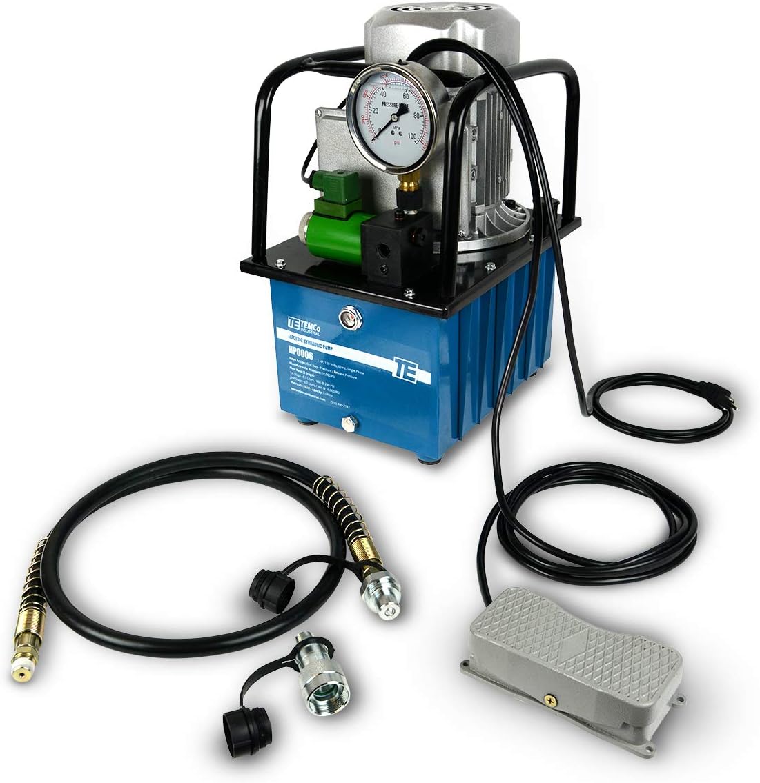 TEMCo HP0006 – Electric Hydraulic Pump Power Pack Unit 2 Stage Single Acting 110v 10k psi 488 Cubic in Capacity