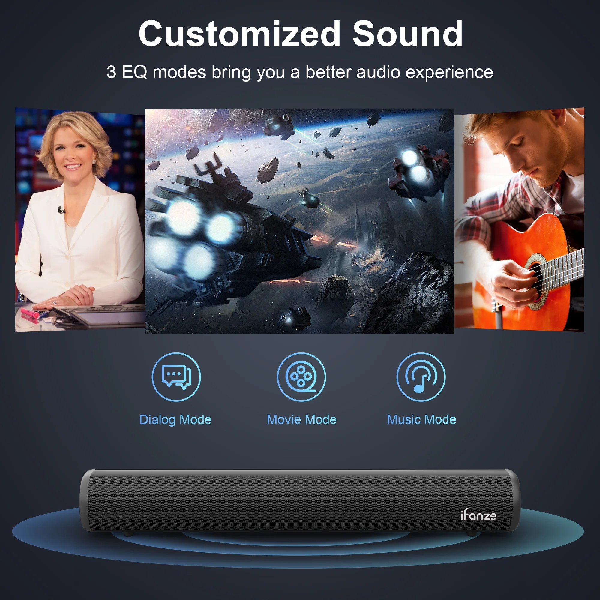 Sound Bar for TV, Bluetooth 5.0/HDMI-ARC/Optical/AUX/Coaxial/USB Wired & Wireless Connection Soundbar, Surround Sound System Smart TV Sound Bar with Built-in Subwoofers, Remote Control - Image 5
