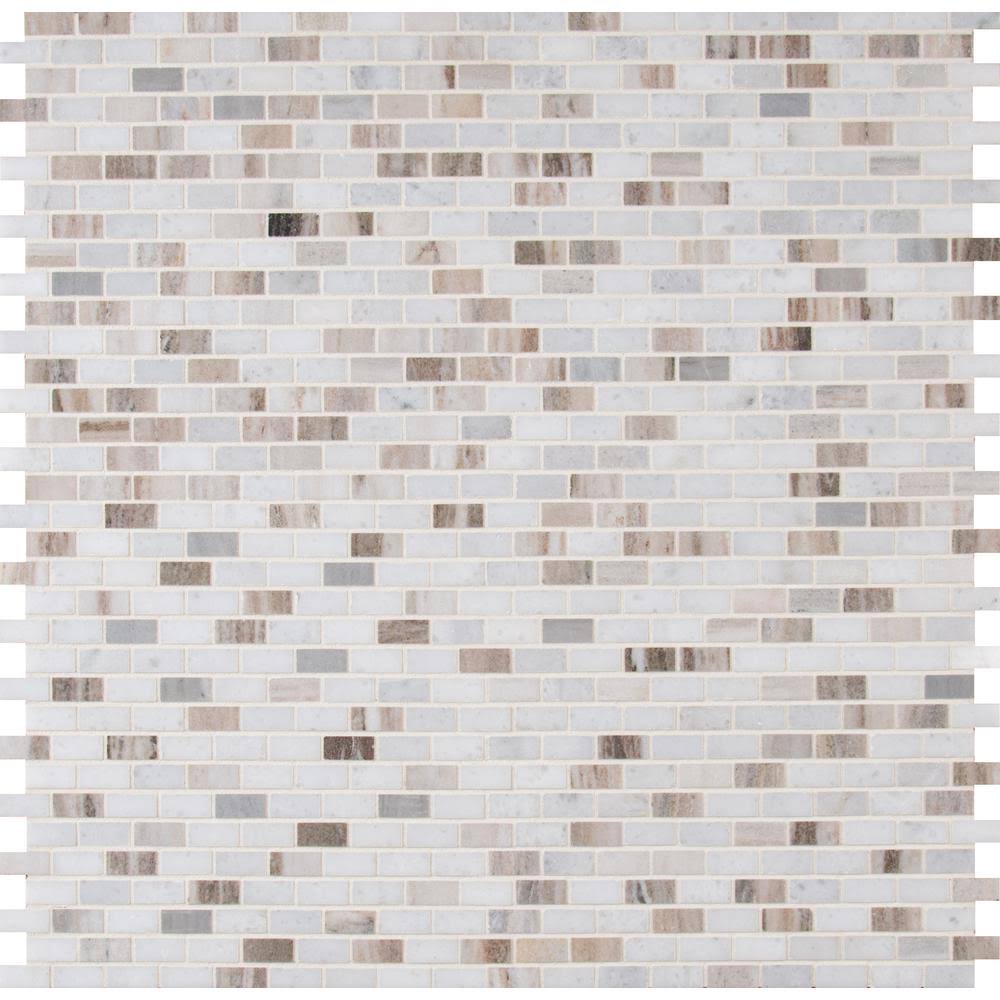 MSI Palisandro Mini Brick 12 in. x 12 in. x 10 mm Polished Marble Mesh-Mounted Mosaic Tile (10 Sq. ft./Case)