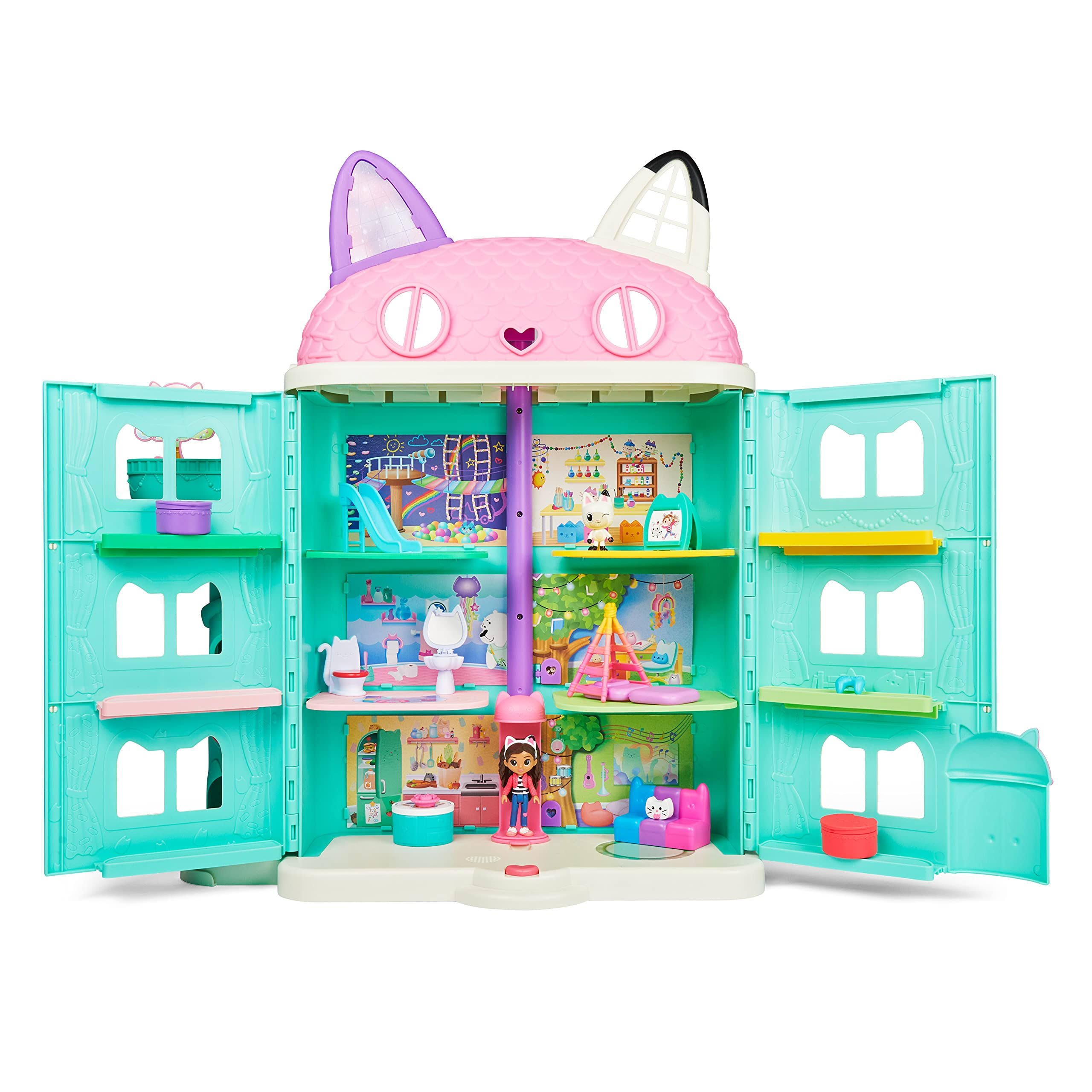 Gabbys Dollhouse, Purrfect Dollhouse with 15 Pieces Including Toy Figures, Furniture, Accessories and Sounds, Kids Toys for Ages