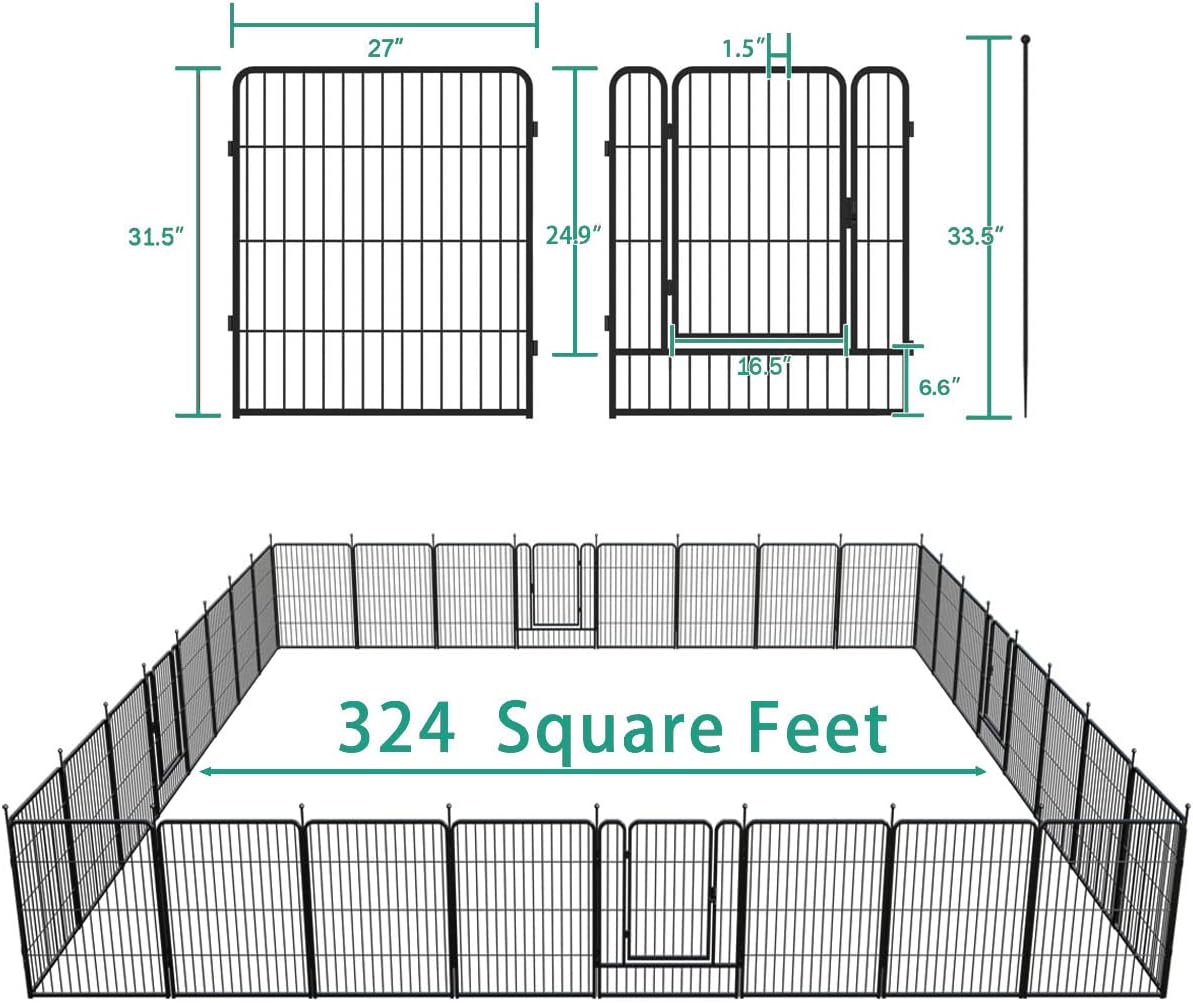 FXW Dog Pen Playpen, 8/32 Panels Pet Fence Playpen Gate Cage Kennel Indoor Outdoor Yard RV Camping for Puppies Small/Medium/Large Dogs, 32 Height - Image 11