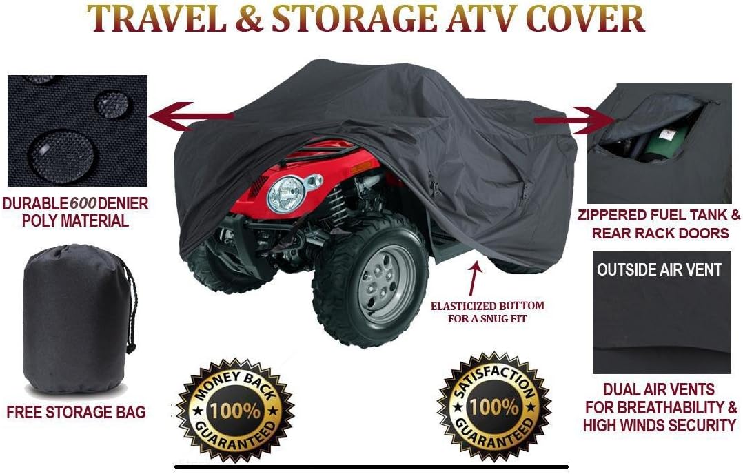 Heavy Duty 4 Wheeler ATV Cover Compatible for Cannondale Blaze 440 Quad All Terrain Vehicles 2002-2006. Strong All Weather Protection. - Image 2