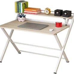 Folding Computer Desk, Space-Saving Home Office Desk Working Table with Storage Shelf, Multipurpose Foldable