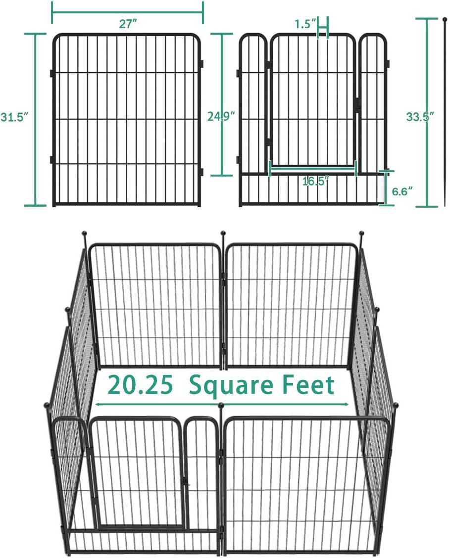 FXW Dog Pen Playpen, 8/32 Panels Pet Fence Playpen Gate Cage Kennel Indoor Outdoor Yard RV Camping for Puppies Small/Medium/Large Dogs, 32 Height - Image 6