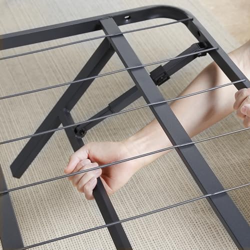 PrimaSleep 18 Inch Tall Heavy Duty Steel Slat Bed Frame/Anti-Slip Support/Easy Assembly Mattress Foundation/No Noise/No Box Spring Needed/Full/Black - Image 36