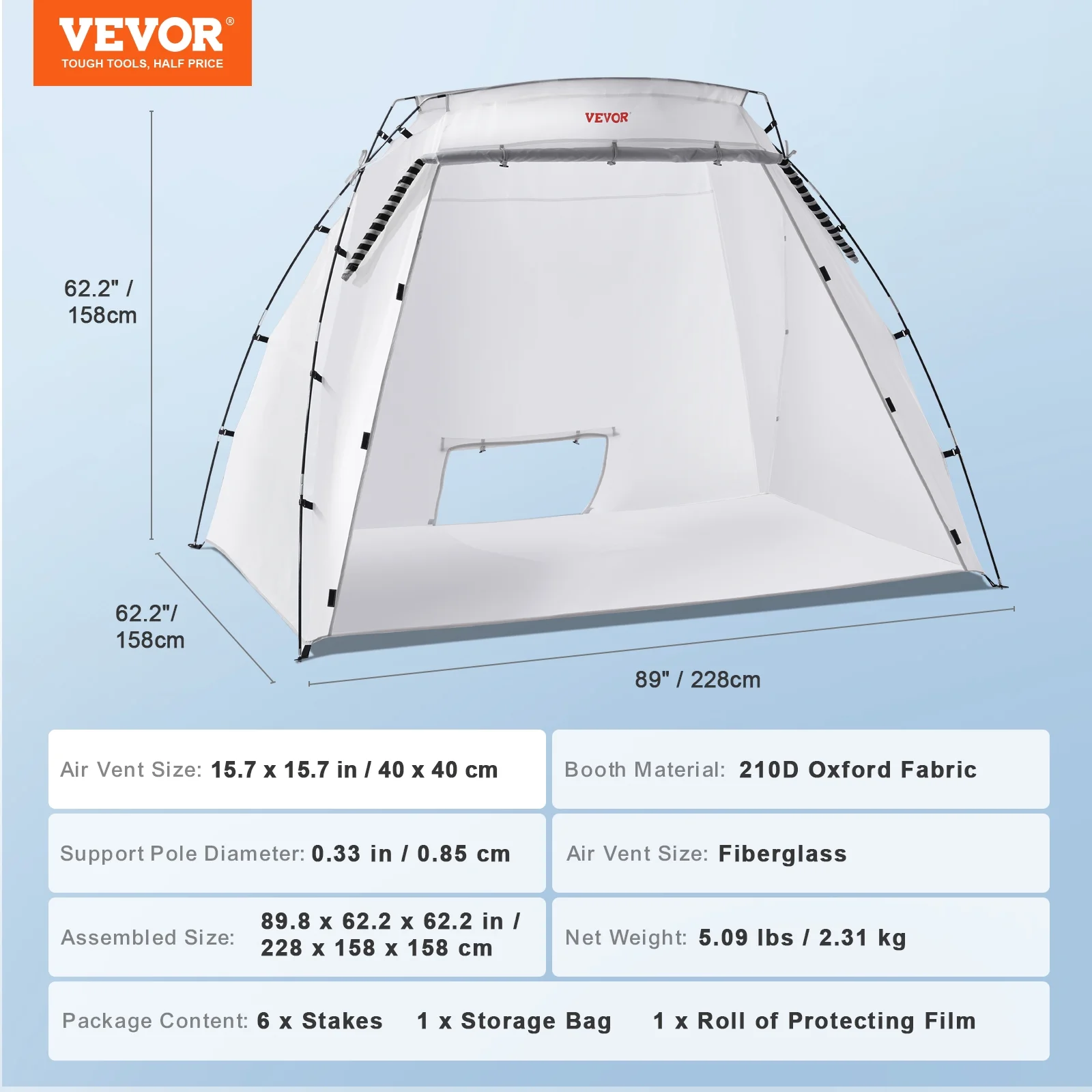 SKYSHALO Portable Paint Booth, Larger Spray Paint Tent with Built-in Floor & Mesh Screen, 7.5×5.2×5.2ft Spray Paint Shelter, Painting Tent Station for Furniture DIY Hobby Tool - Image 7